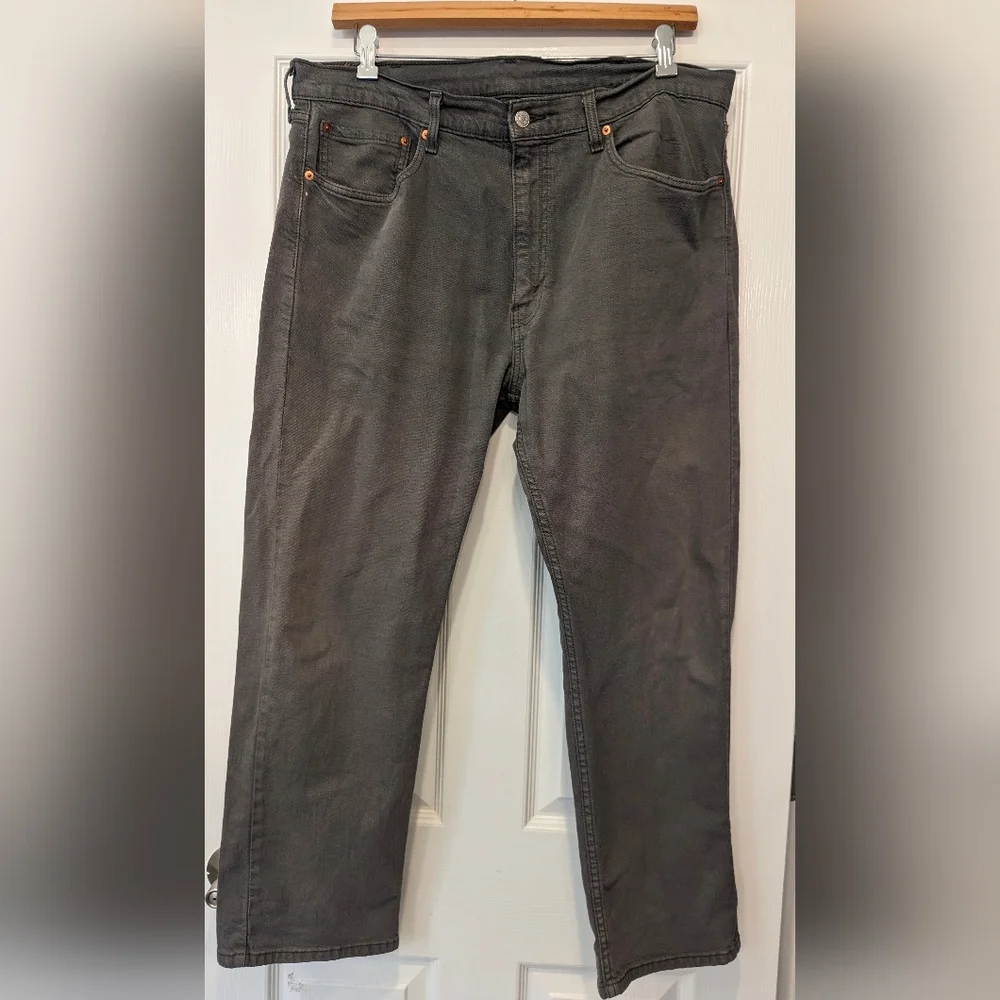 Levi's 505 Men's Straight Leg dark gray regular fit grunge zip fly Jeans 38x29
